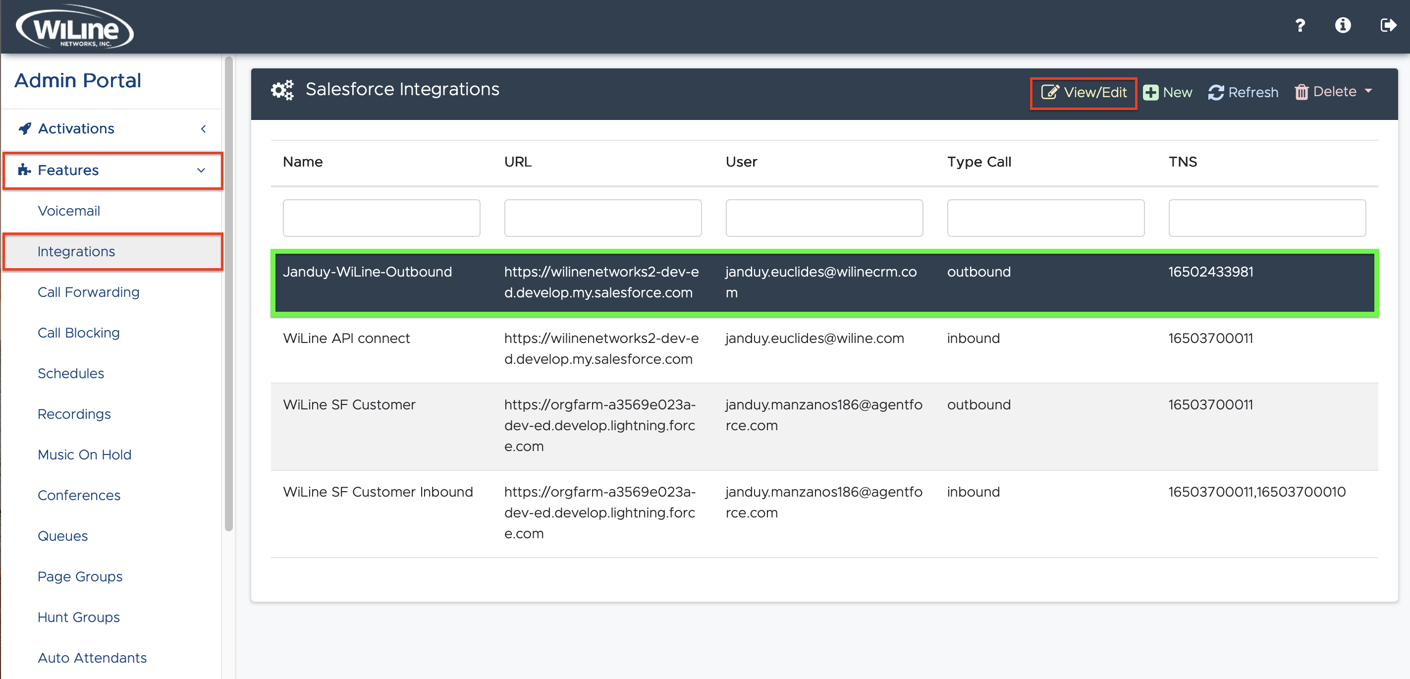 Edit Salesforce Integration