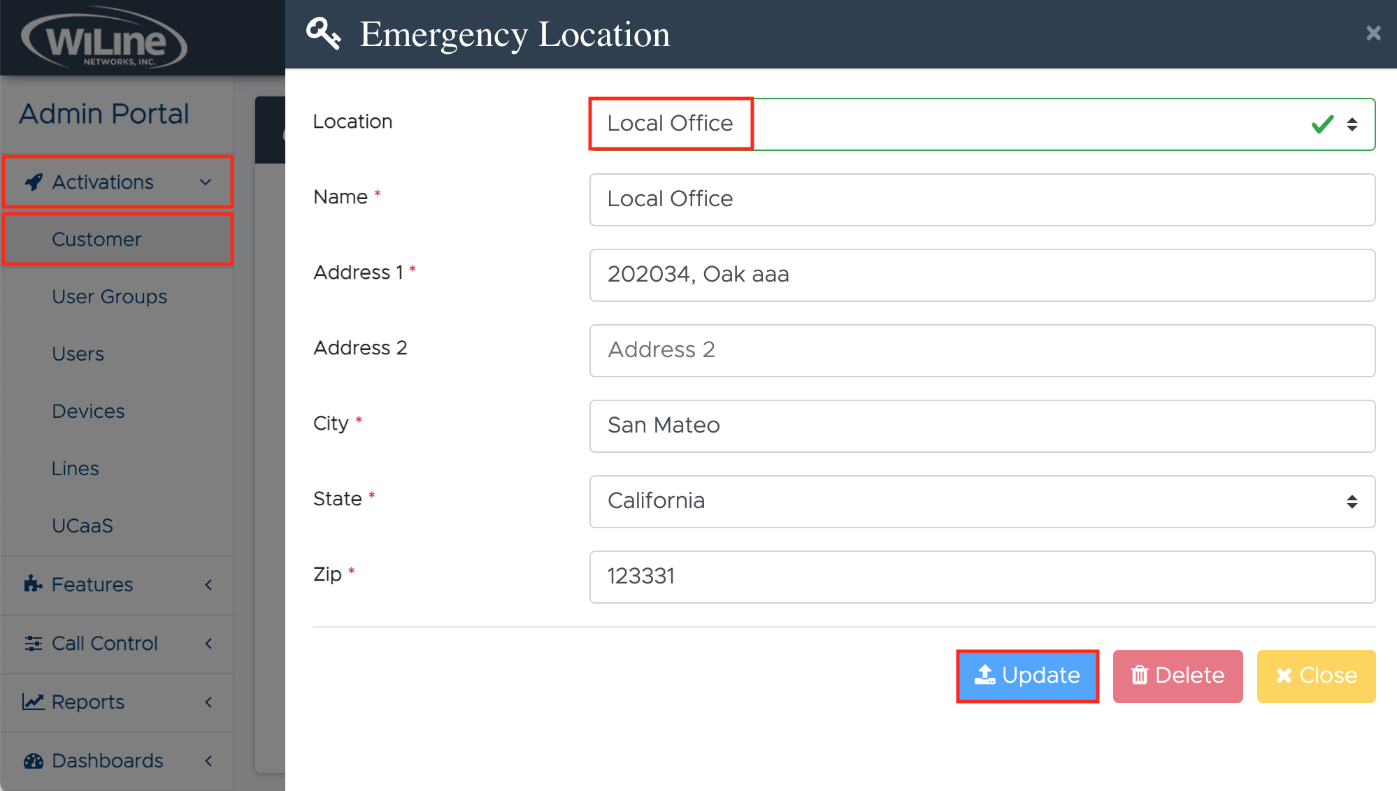 Add or Edit Emergency Location