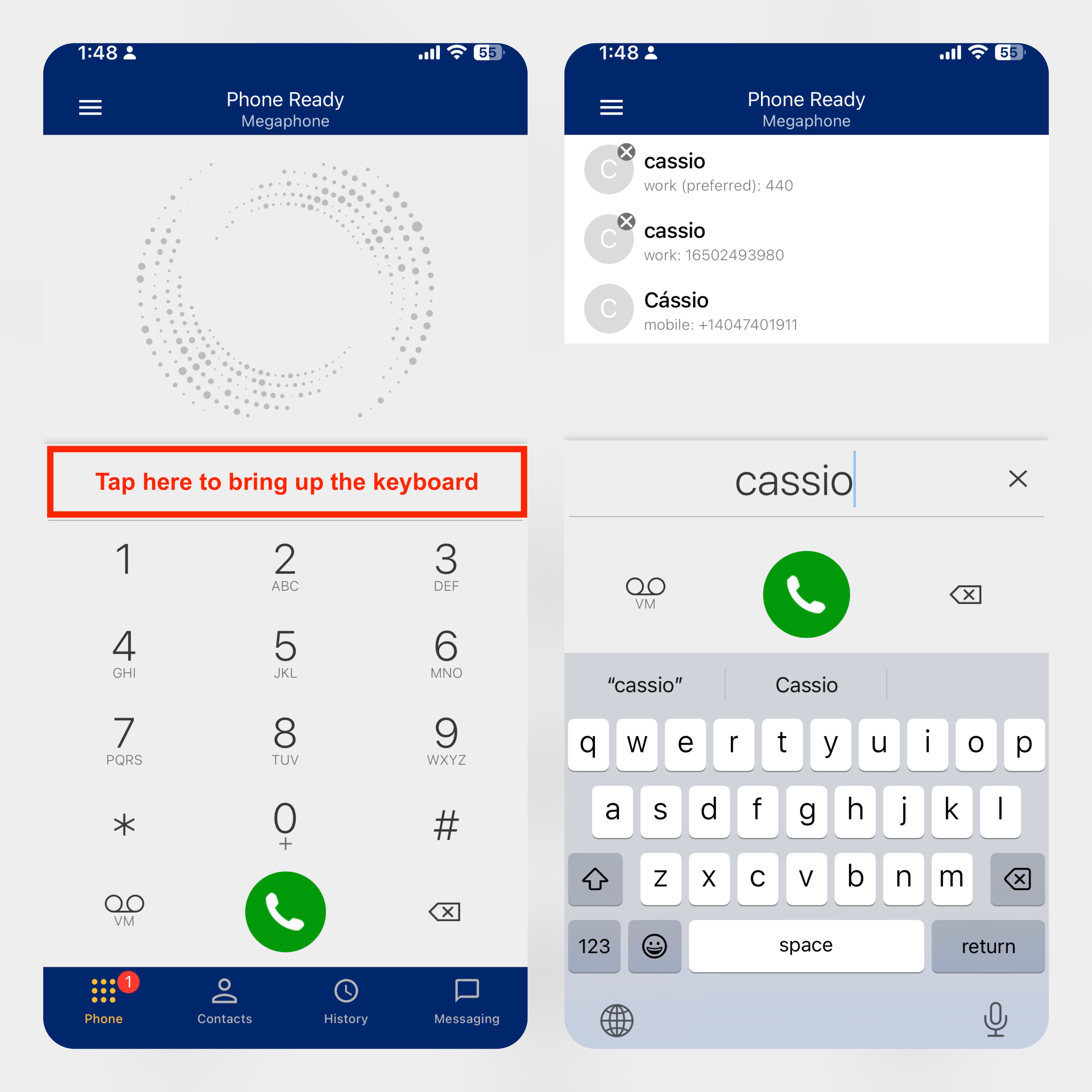 WiLine UCaaS Entering Letters on the Dial Pad