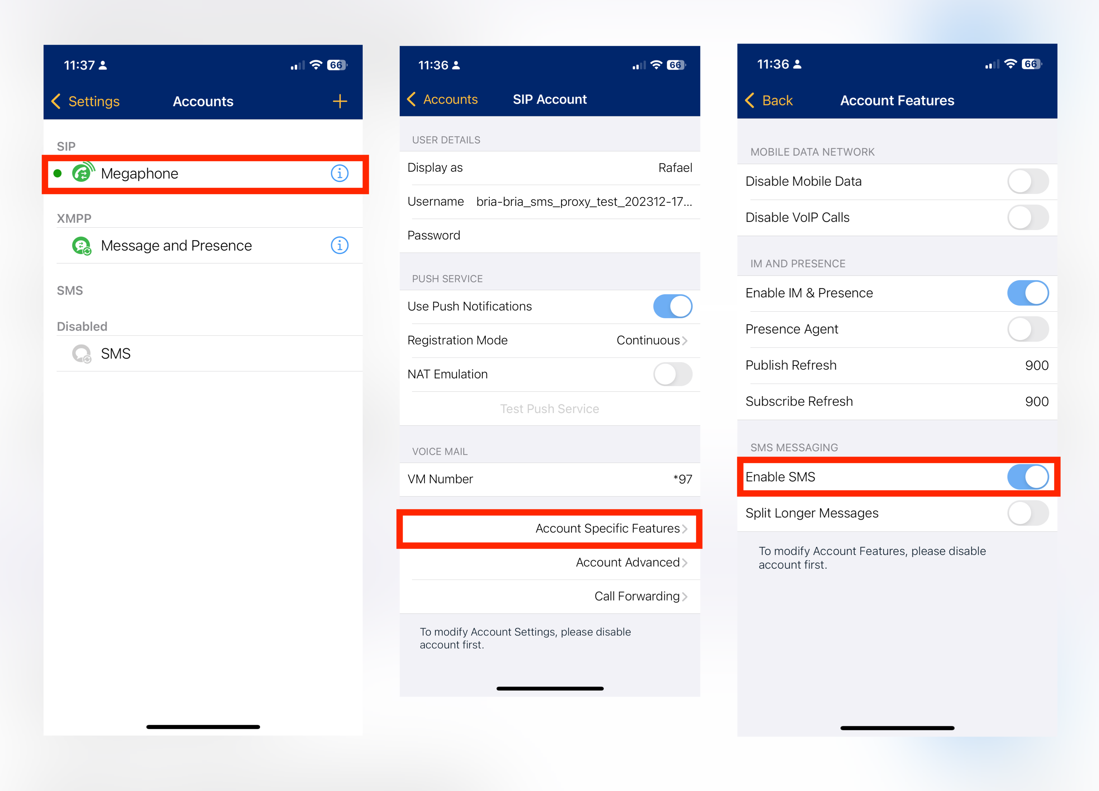 Enable SMS