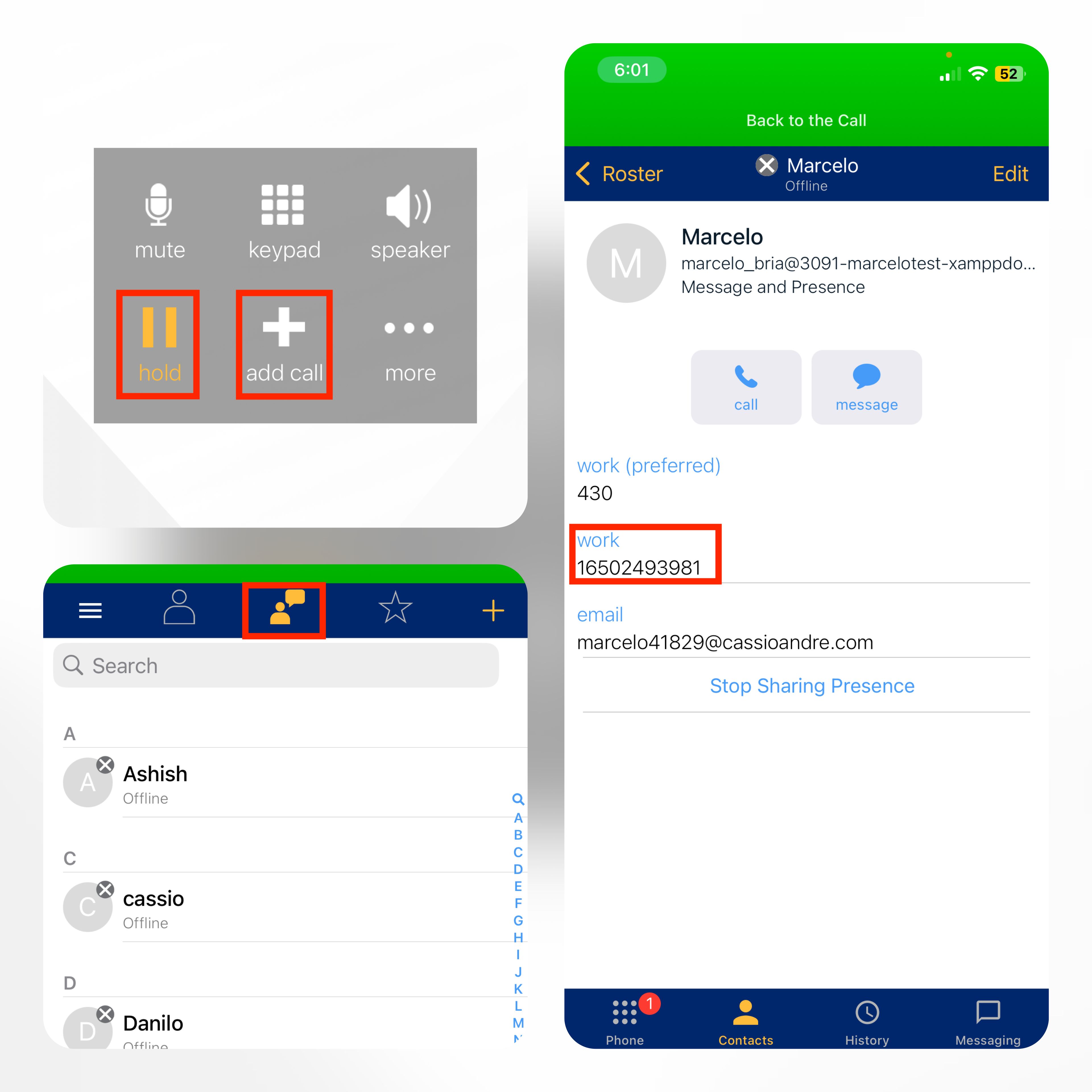 Placing a Second Call (Contacts)