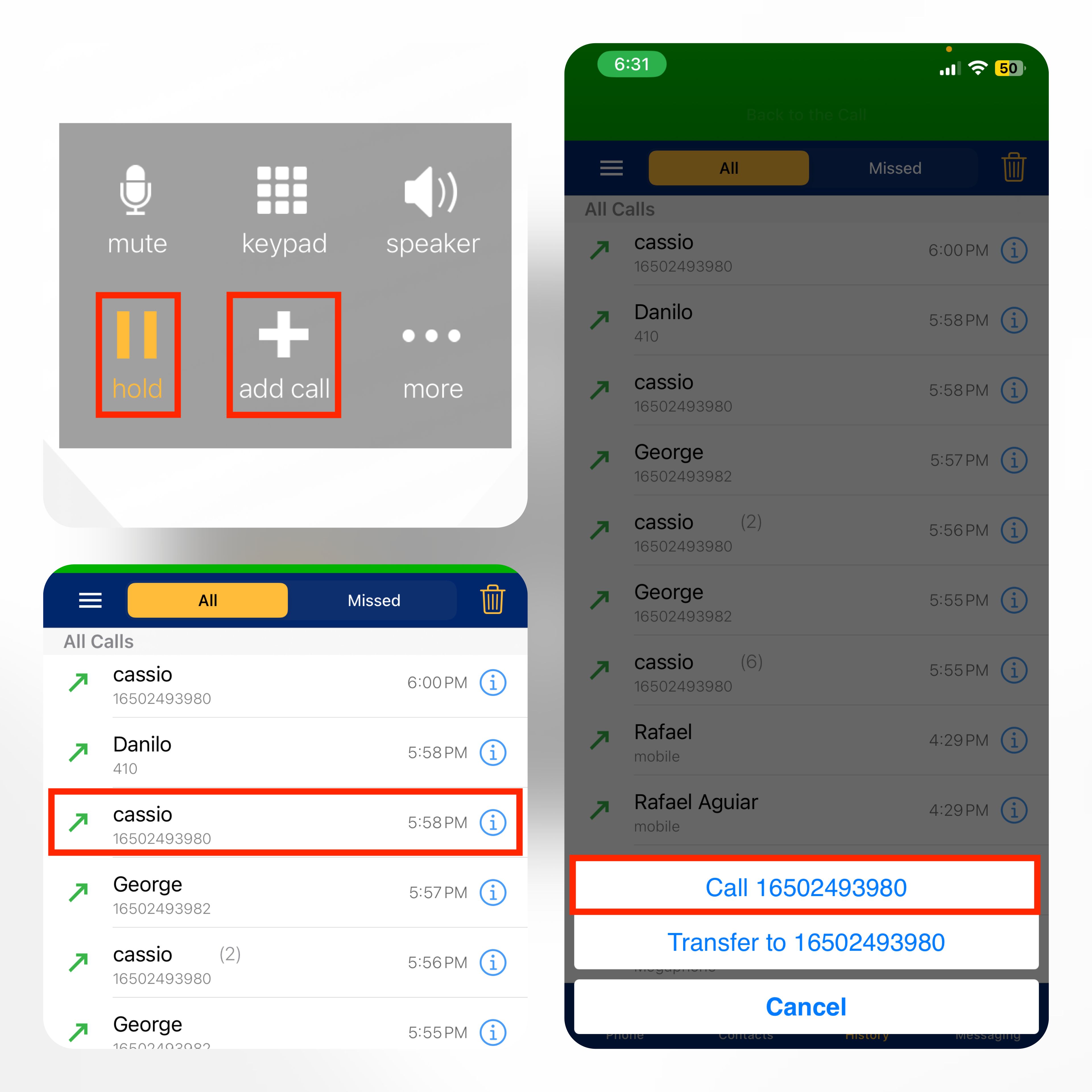 Placing a Second Call (History)
