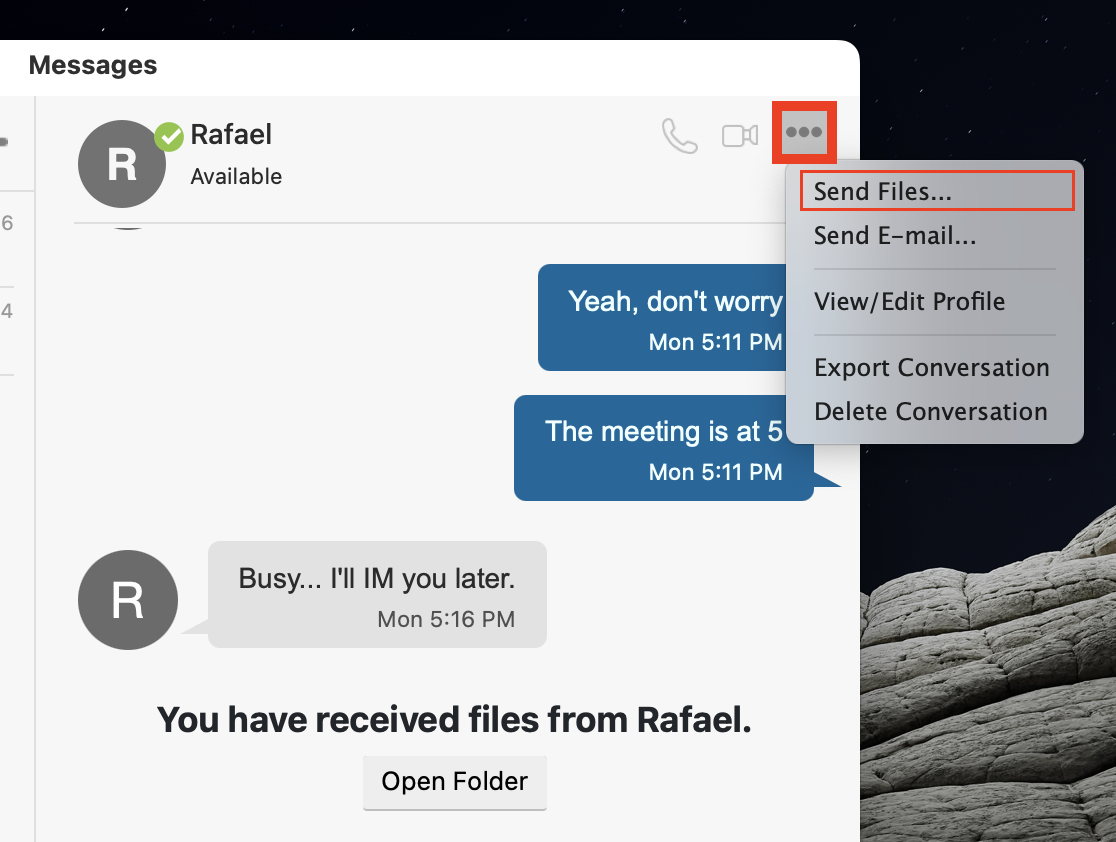 Sending Files on macOS