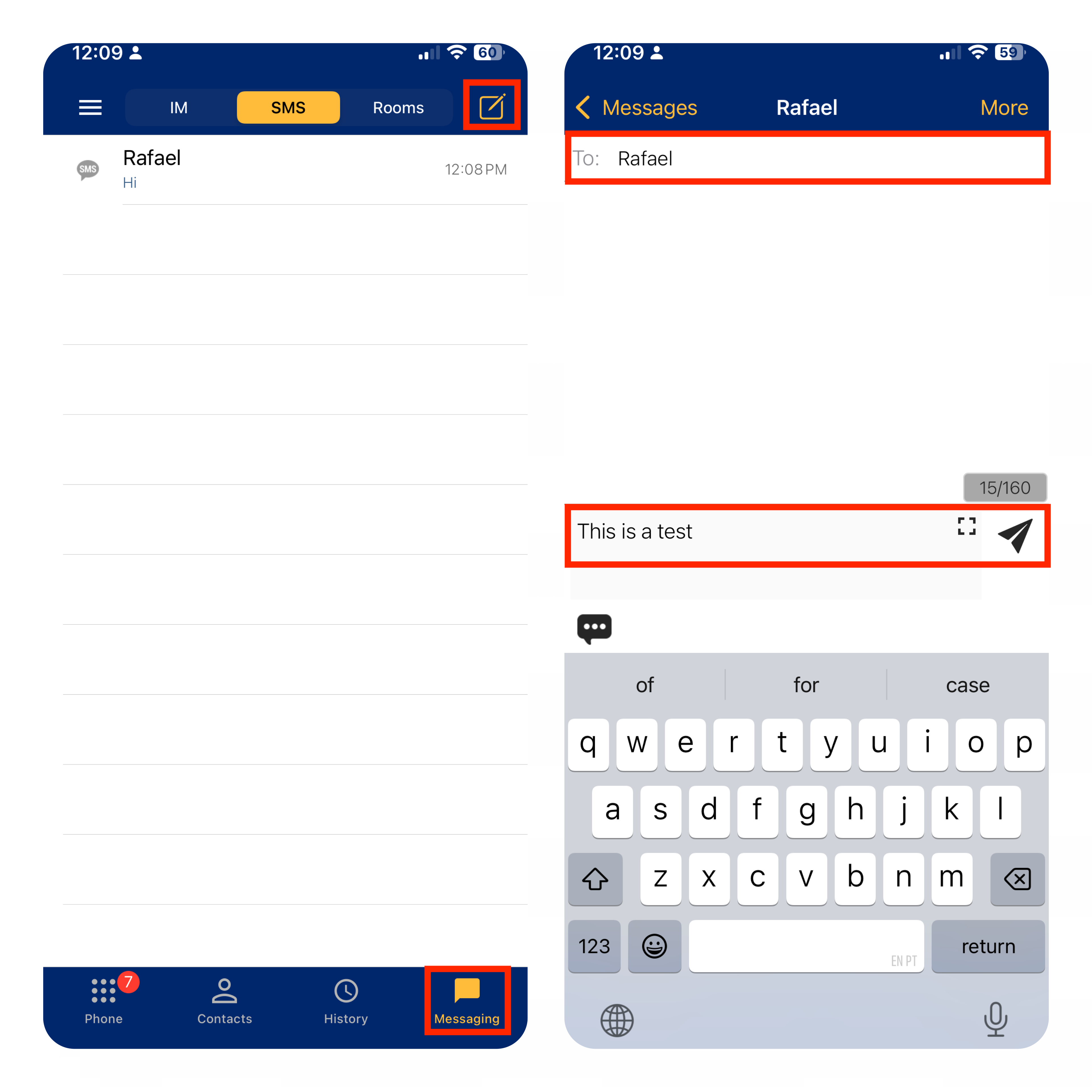 Send SMS using messaging
