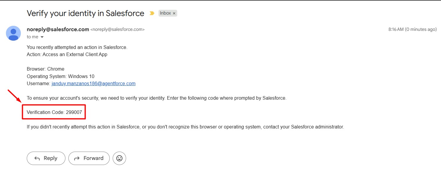 Salesforce - Verify your identity Email