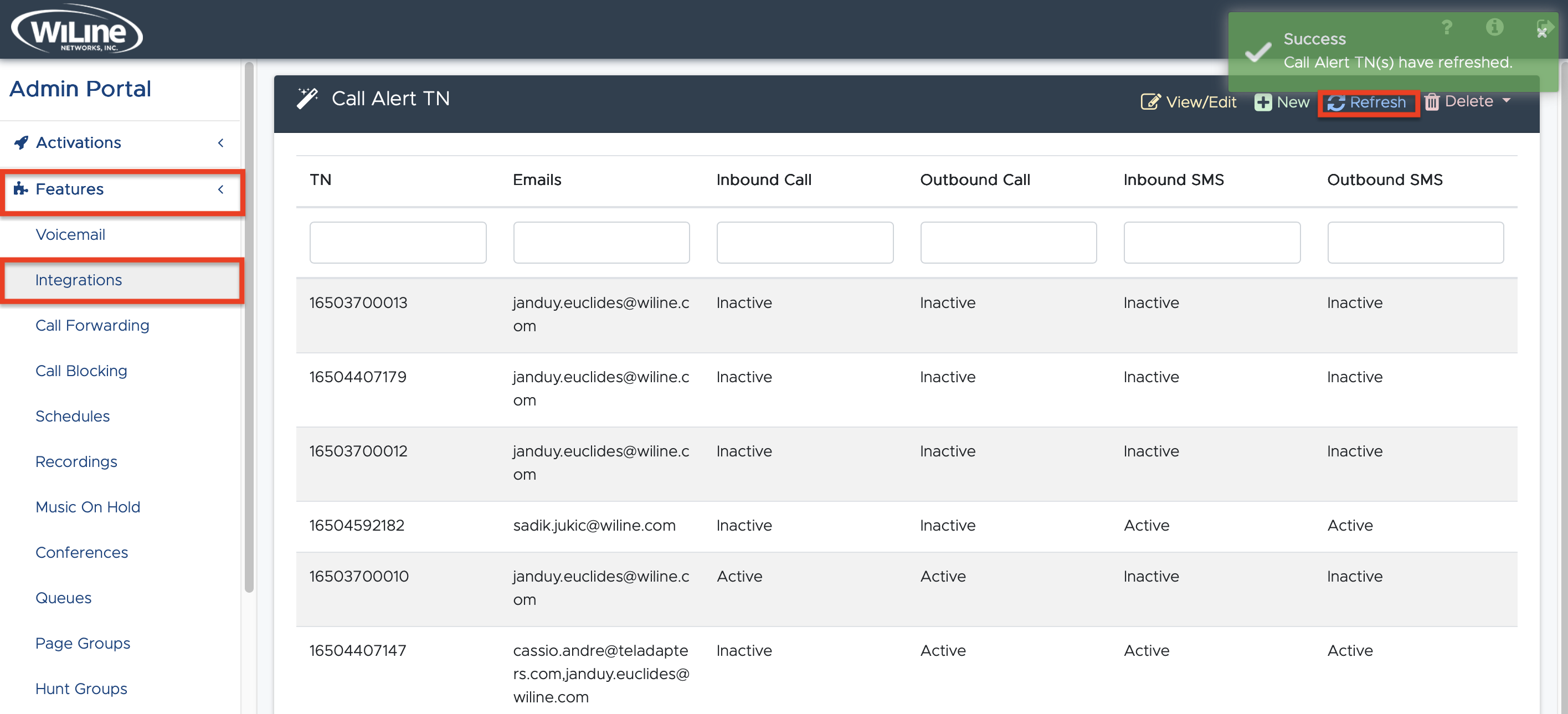 Call Alert Integrations List