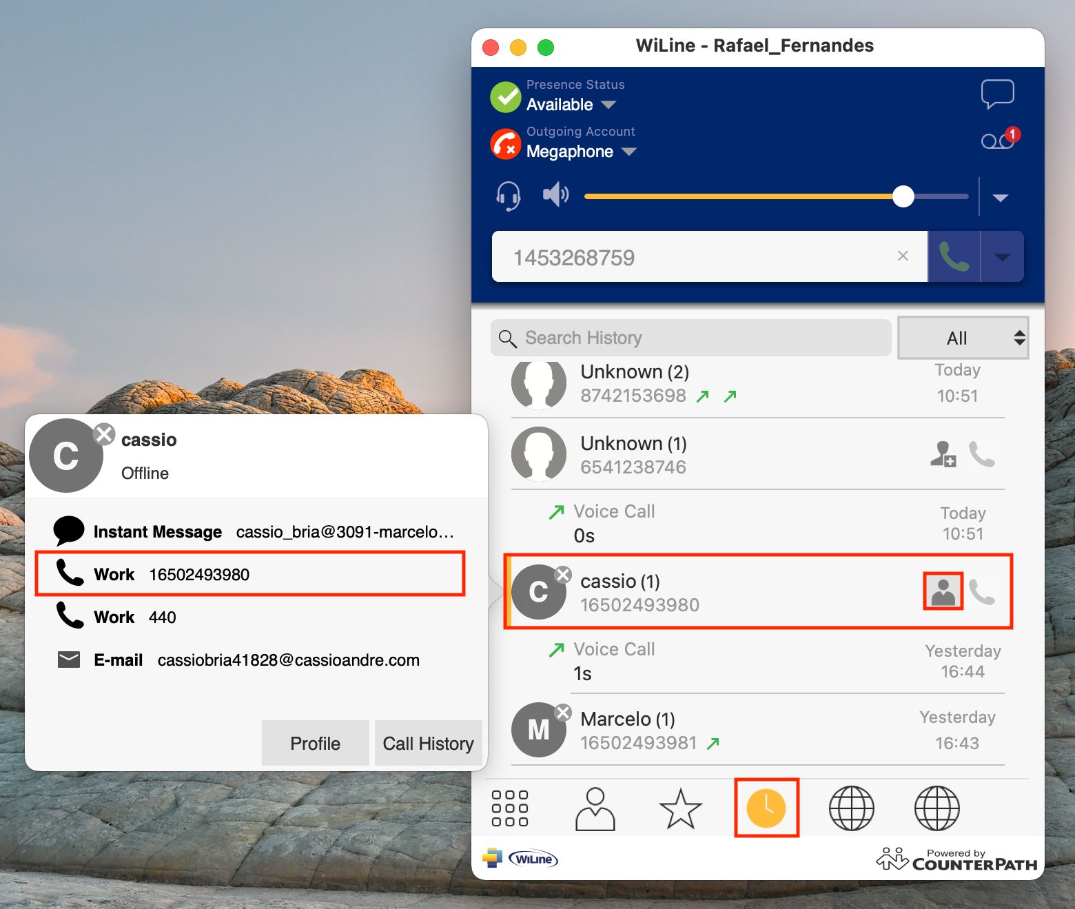 Realizar una llamada desde el historial
