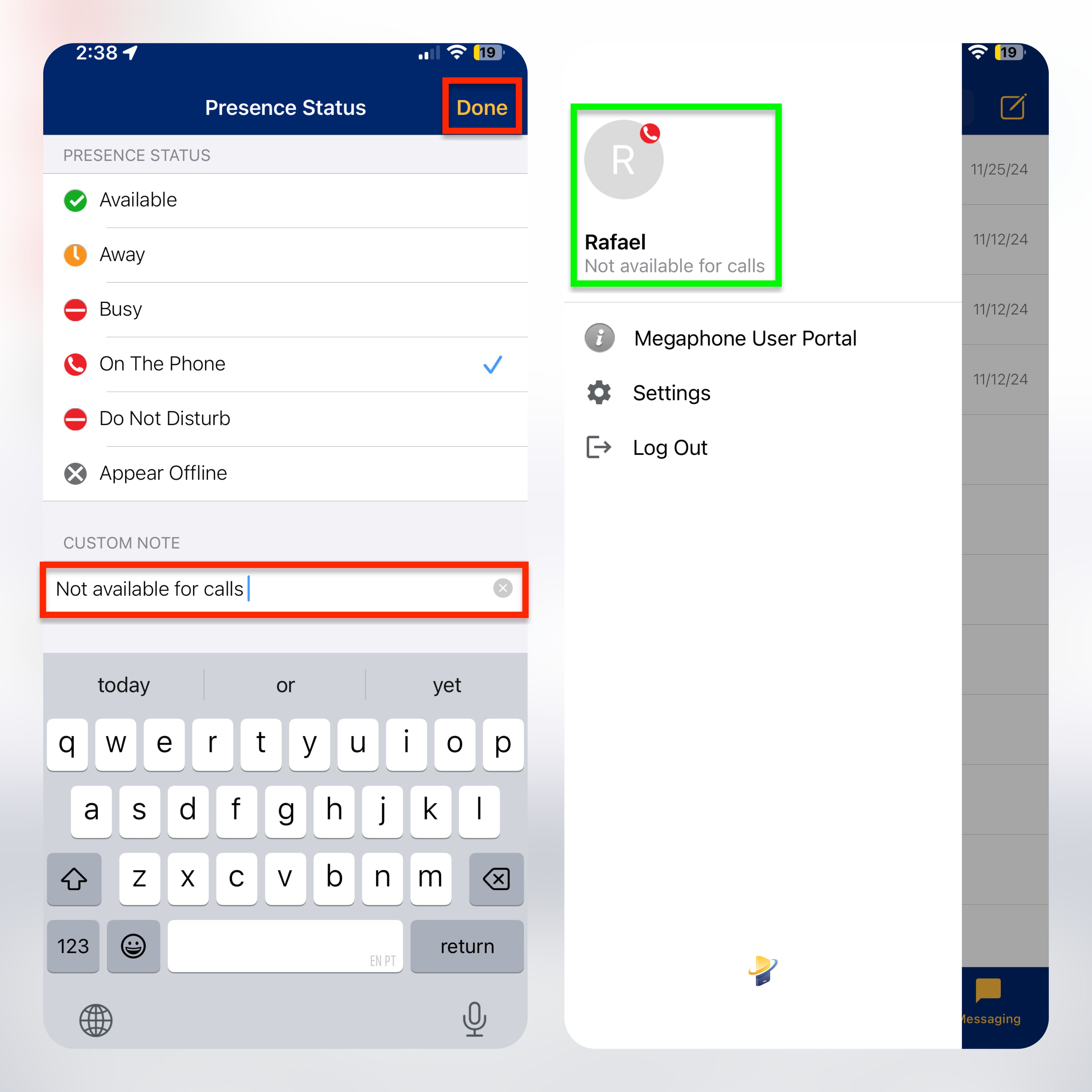 Actualizar el estado personalizado en el iPhone