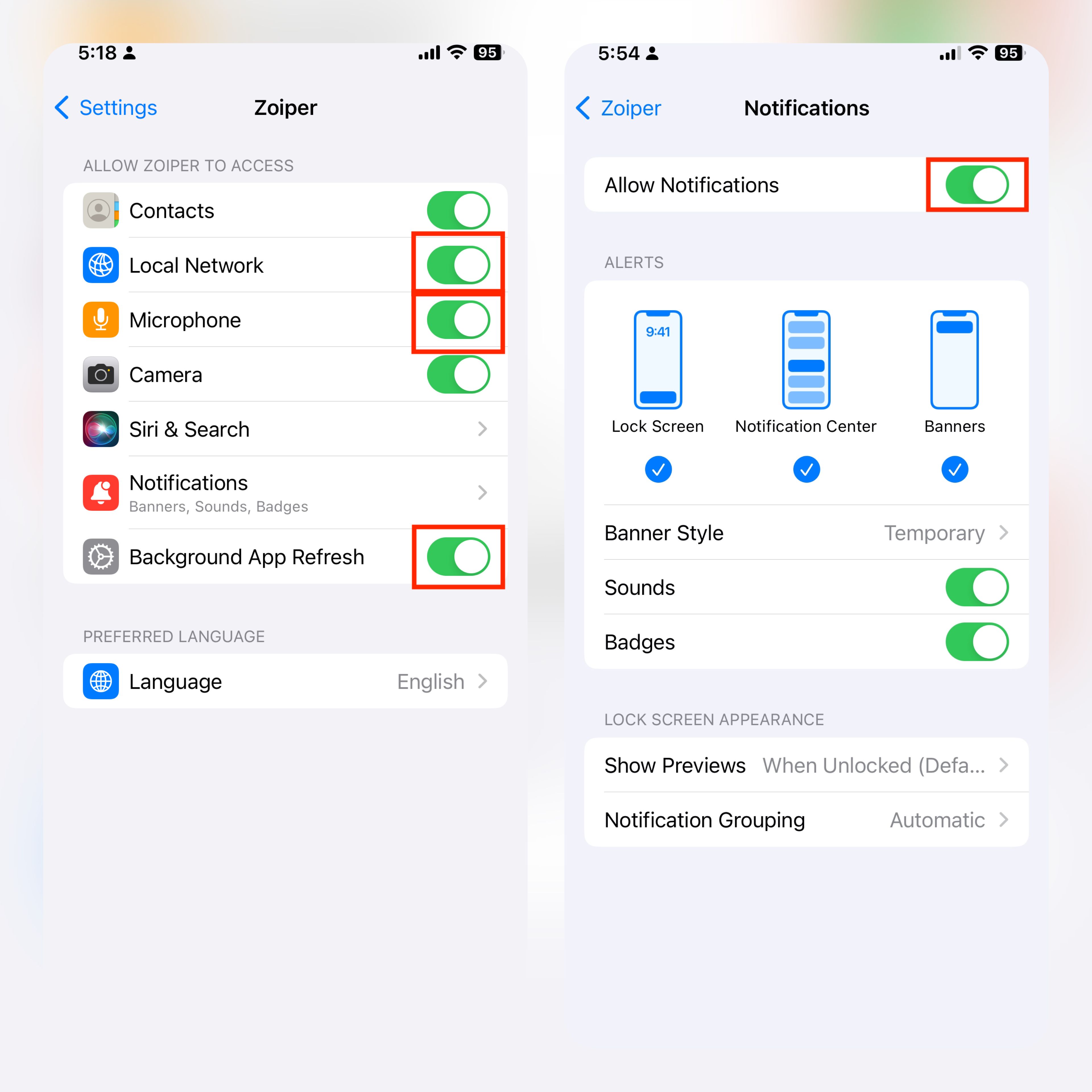 Configuración de los Ajustes de Zoiper para iPhone