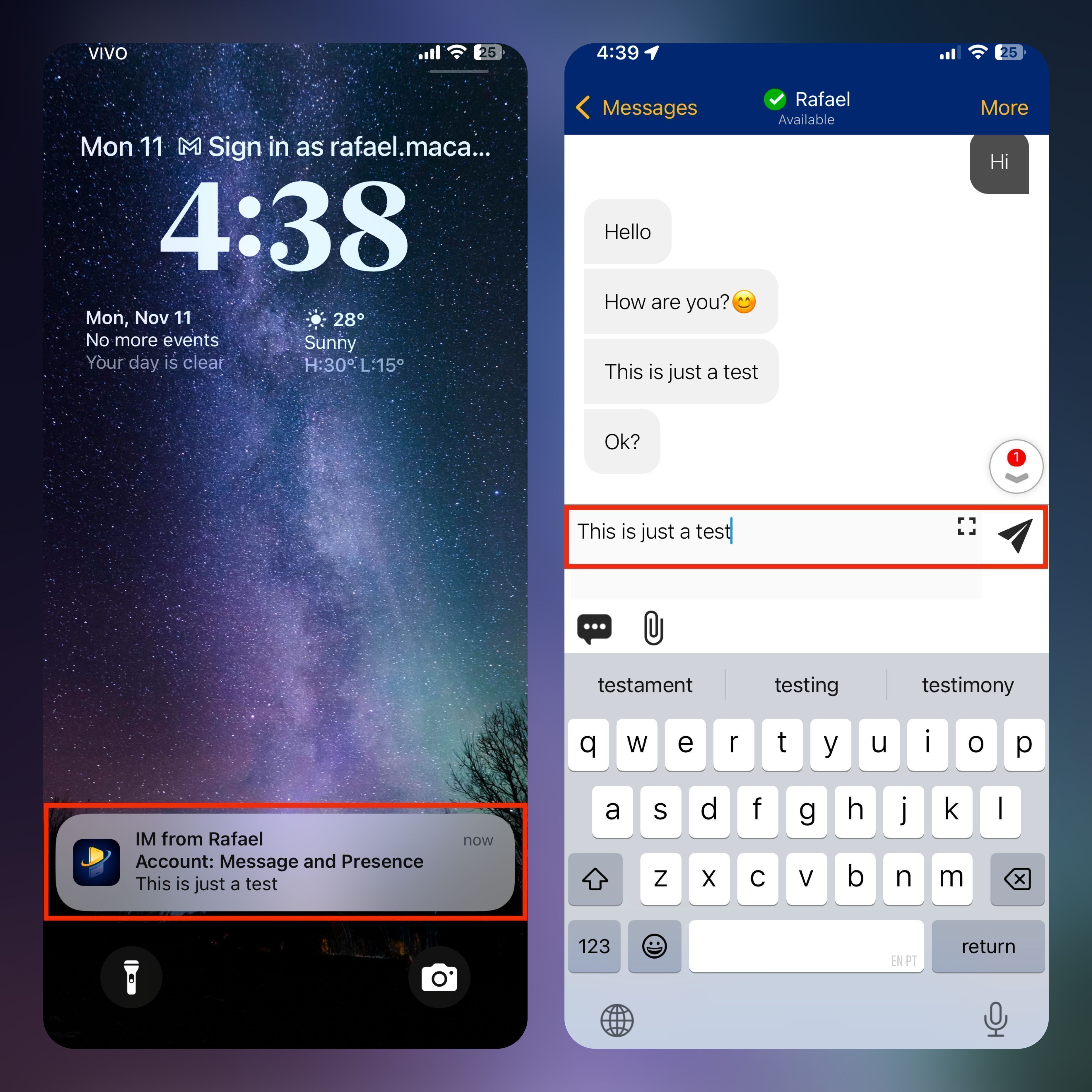 Recibir un MI en la pantalla de bloqueo