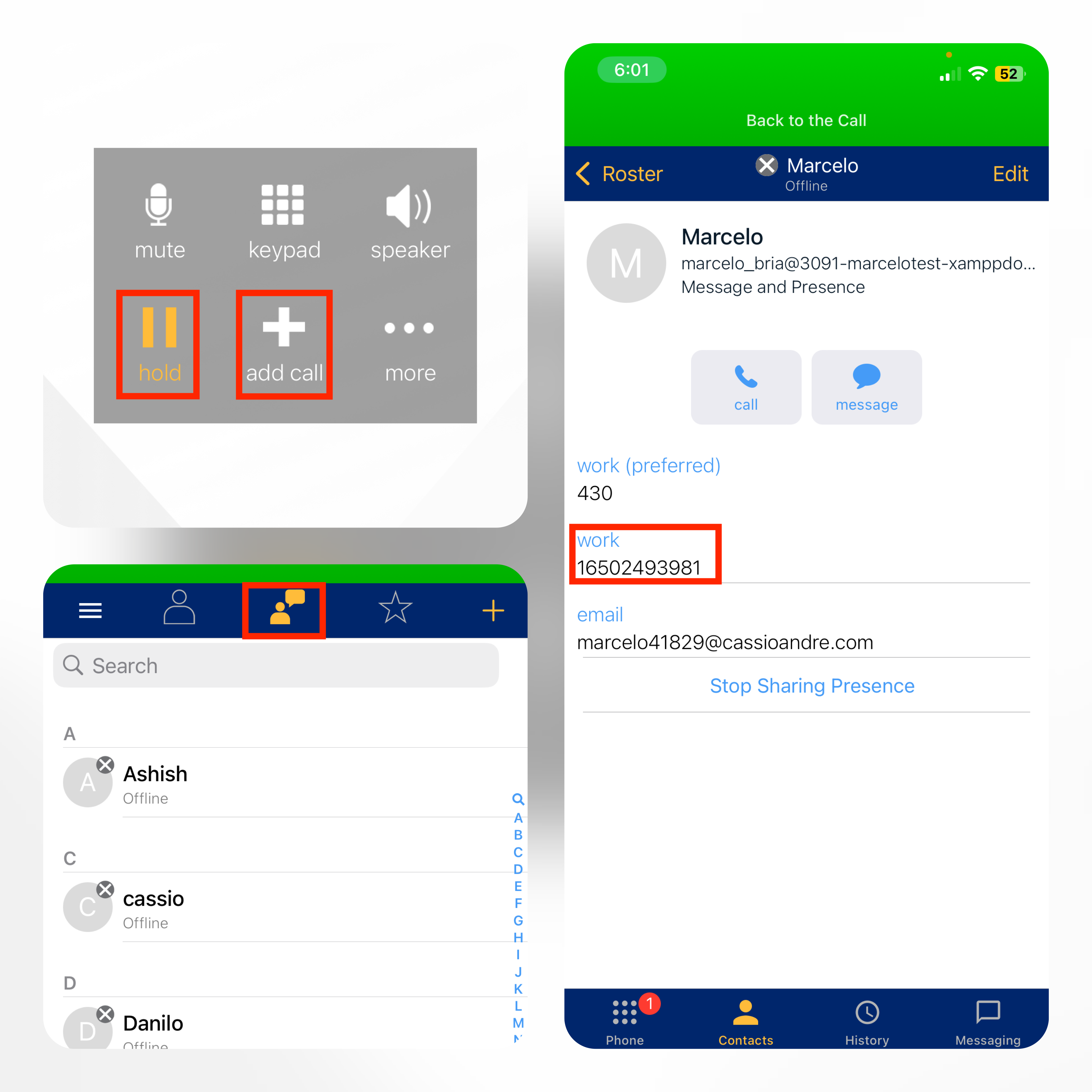 Realizar una segunda llamada (Contactos)